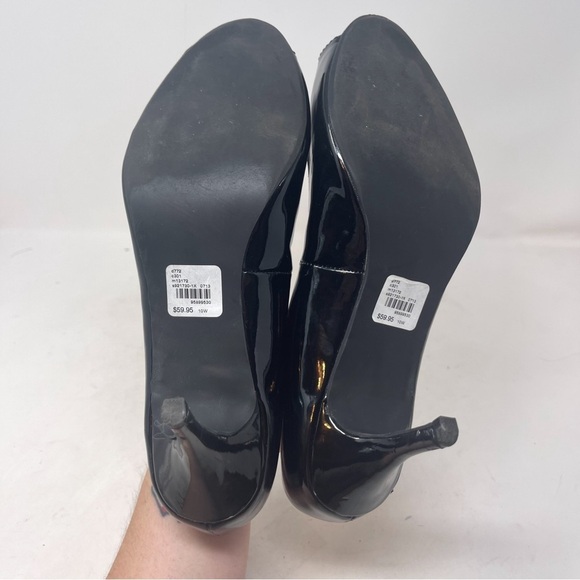 Lane Bryant Black Vegan Leather Peep Toe Pump Heel Size 10 - Picture 7 of 9